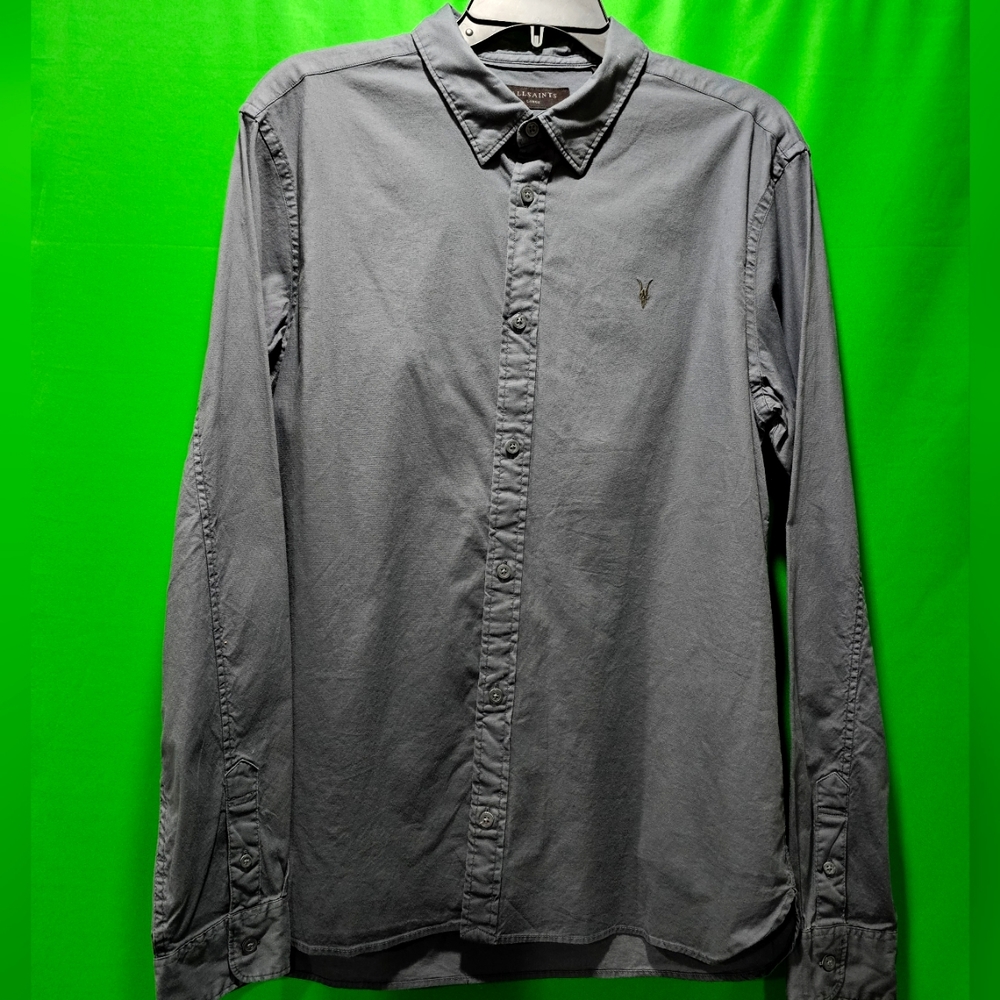 ALL SAINTS Hawthorne Long Sleeve Shirt - Aster Blue